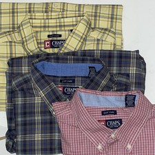 3 Men's XXL Chaps Plaid Checkered Preppy Dressy Short Sleeve Button Down Shirt