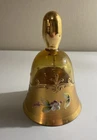 Vintage Murano Glass Italy Gold Luster Hand Painted Bell with Embossed Flower