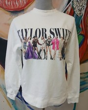 Taylor Swift Eras Tour Midnights Crew Neck Pullover Sweatshirt White Women's S
