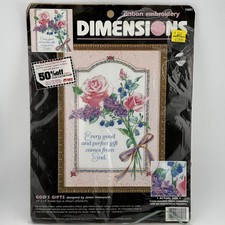 Dimensions Ribbon Embroidery Kit 1501 God's Gifts Flowers Verse 10" x 14" 1997 G