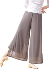 Daydance Women Palazzo Pants Loose 2 Layers Side Slit Small, Grey-2