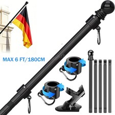 1,8m Edelstahl Fahnenmast-Set mit Wandhalteru...