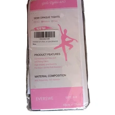 Everswe Girls White Semi Opaque Tights 40D Size 6-8 NEW