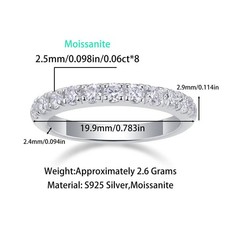 VVS Moissanite Eternity Band Wedding Ring Birthday Day Gift for Her 925 Silver