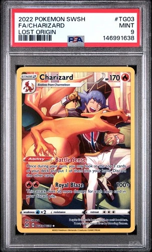 PSA 9 - Charizard TG03/TG30 Swsh11: Lost Origin Trainer Gallery Holo