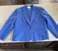 Vintage Pendleton Womens Blue Wool One Button Blazer Size 16