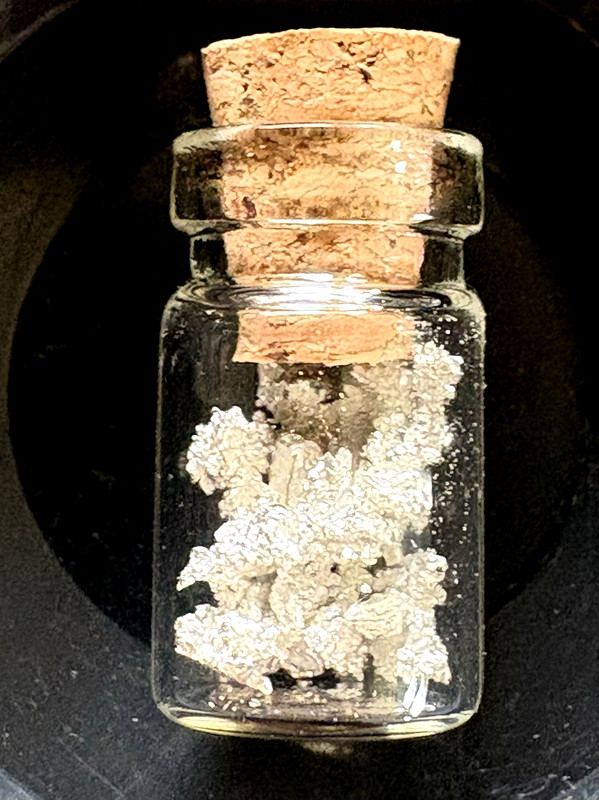 Beautiful Silver Crystalline Clusters 1.017 Grams .999+ in Vial for Necklace