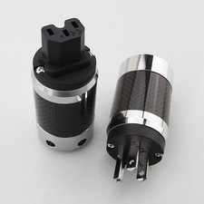 High end Carbon Fiber Rhodium Plated US EU SCHUKO Power Plug IEC Connector HIFI