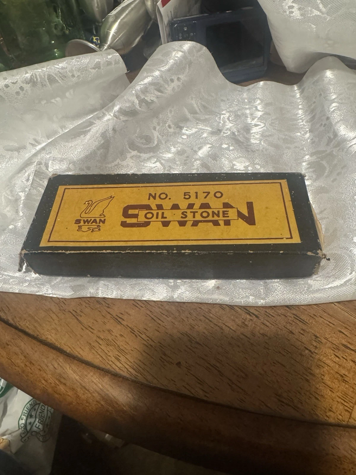Vintage Swan #5170 Oil Stone Sharpening Stone 6” Honing Stone With Original Box