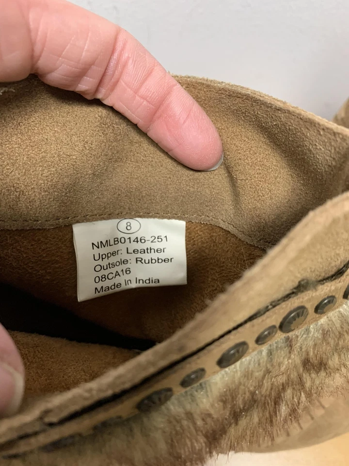 Naughty Monkey Boots Womens Size 8 Brown Suede Fringe Faux Fur Beaded Ankle - Image 3 of 4