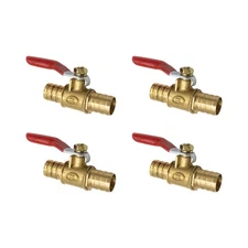 4-Pack Brass Ball Valves, 1/2 12mm Hose Barb Shut-Off Switch for Air/Water Tu...