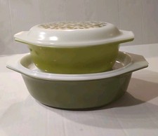 Vintage Pyrex Verde Olive Green 2.5 Qt & 1.5 ...