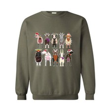 Christmas Goat Sweatshirt, Christmas Farm Girl Sweater, Animal Christmas Sweatsh