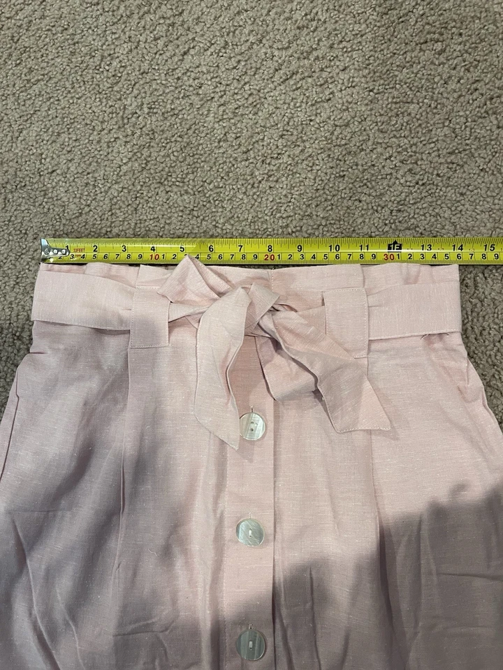 Minifalda DEREK HEART Rosa Claro Bolsa de Papel Lino MEDIANA, Nueva Sin Etiqueta Foto 4 de 4