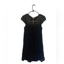 Anthropologie Maeve Dress Womens Small Crochet Mini Black Feminine Whimsigoth
