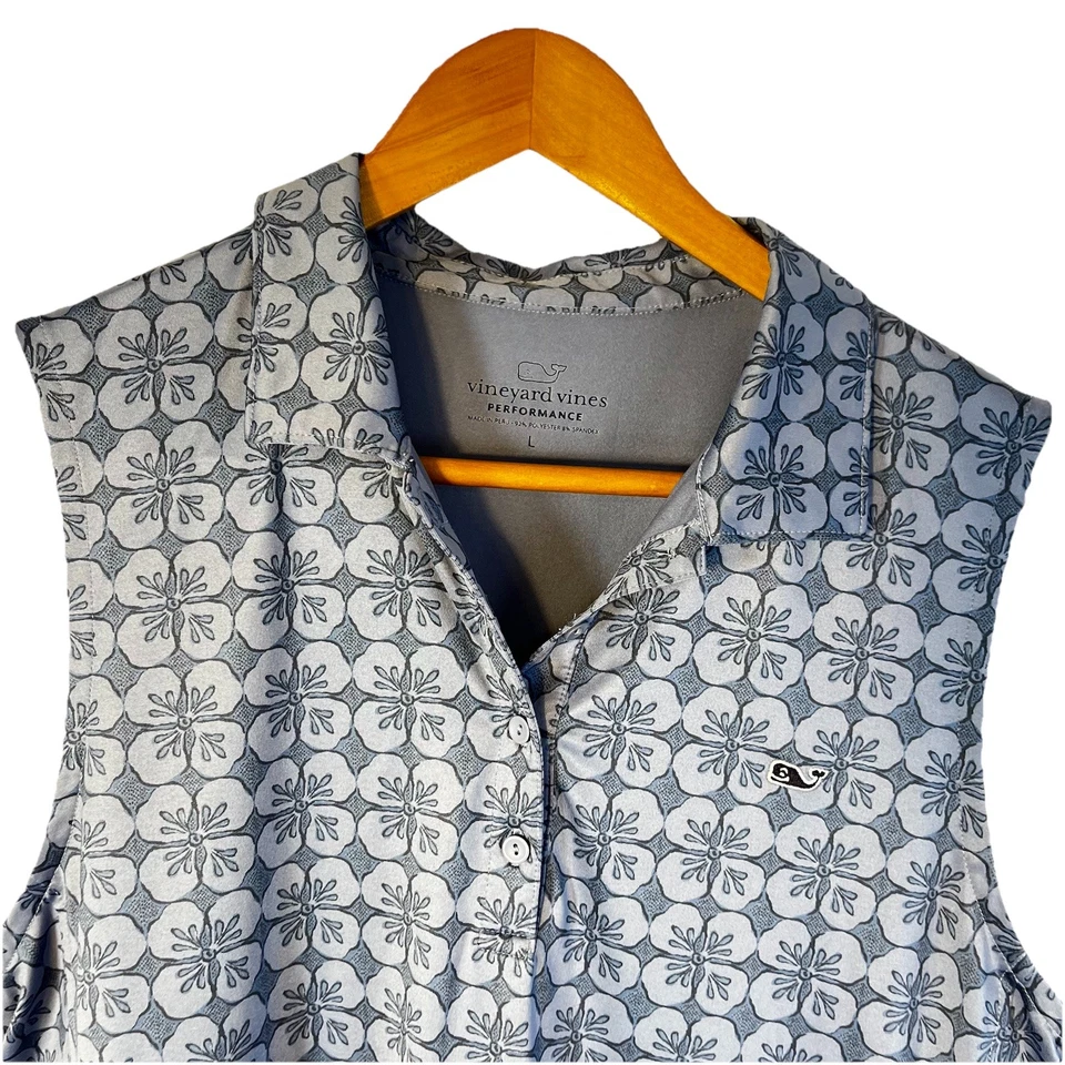 Polo de golf Vineyard Vines Perfect para mujer talla L sin mangas estampado Foto 2 de 4