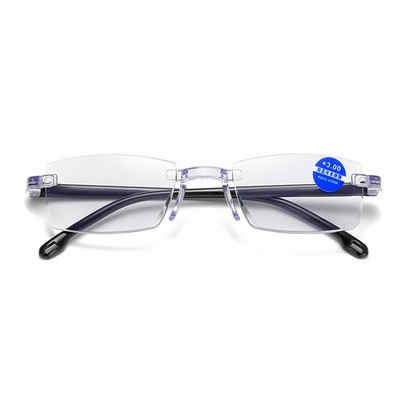 Men Rectangular Rimless Blue Light Blocking Reading Glasses Unisex Reader LOT