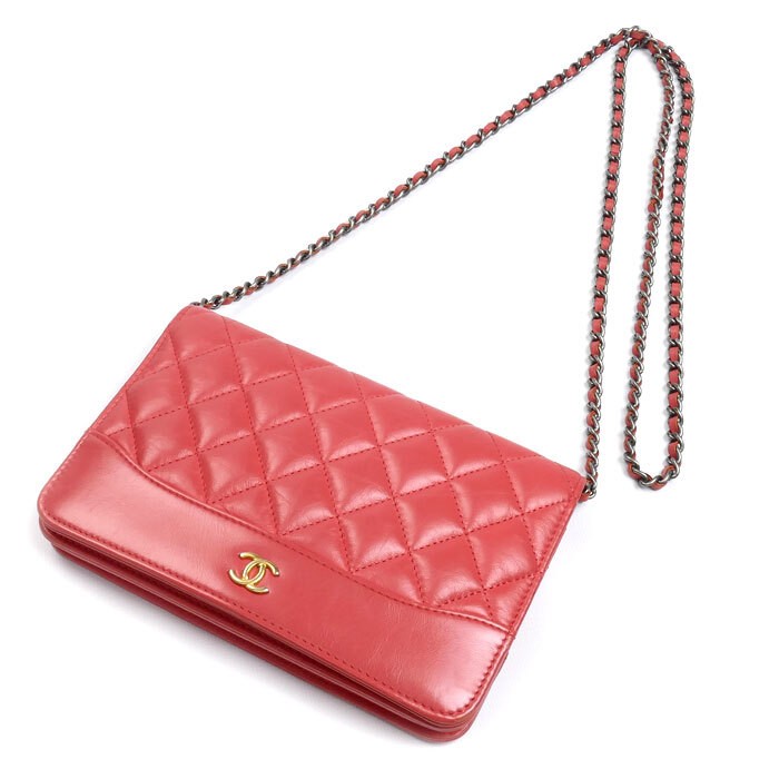CHANEL Gabrielle Pink Chain Shoulder Wallet Bag A84389 Pre-Owned