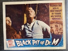Tarjeta de vestíbulo Black Pit of Dr. M 1959 original vintage con Mapita Cortés