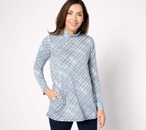 Susan Graver Women's Top Sz XS Regular Weekend Printed Smooth Blue ...