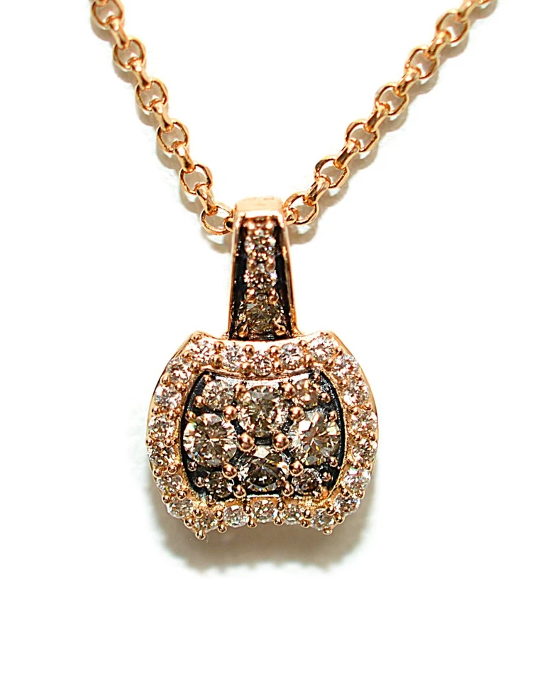 Collar LeVian Diamantes Naturales Oro Rosa 14K .52tcw Diseñador Colgante Piedras Preciosas Foto 2 de 4