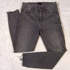Mother Jeans Women's Size 27/28 Black Denim High Waisted The Looker Ankle Fray