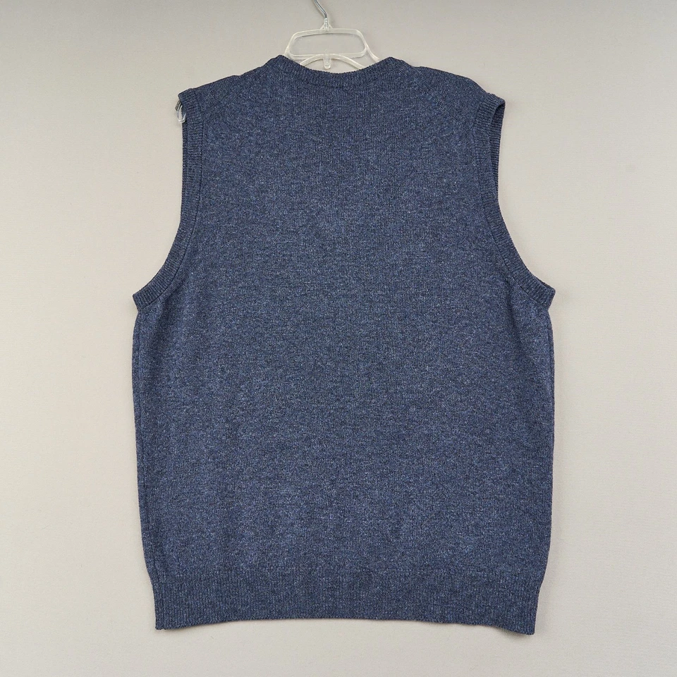 Vintage LL Bean Sweater Vest Mens L Blue Heather Lambswool V-Neck - Image 3 of 4