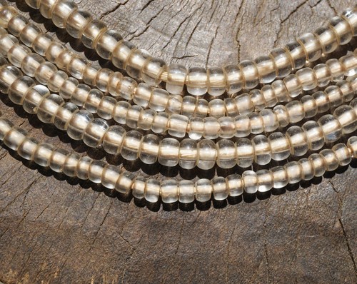 Antique Clear African Glass Tribal Trade Beads (4-6mm) Old Czech (3036A815)