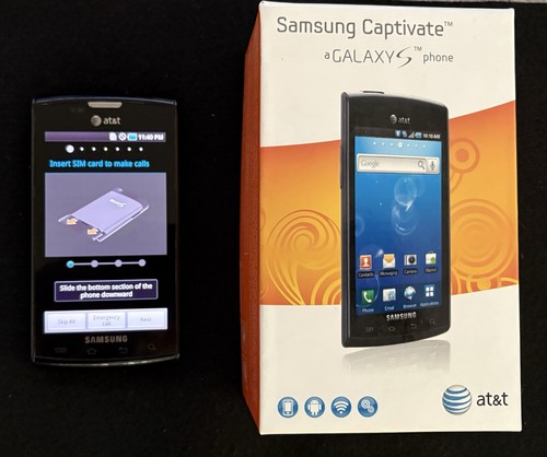 Samsung Captivate GalaxyS Phone AT&T - With books, and charger plug. (No cable)