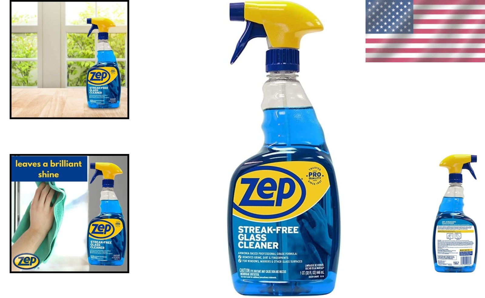 Zep Streak-Free Glass Cleaner 32 oz ZU112032 , Blue