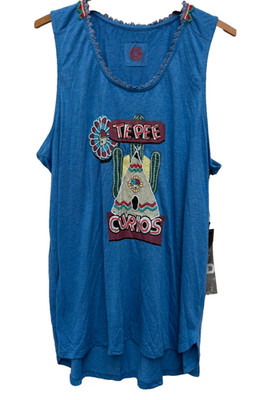 Double D Ranch Beaded Tepee Teepee Curios Tank Top Sz 2X NWT