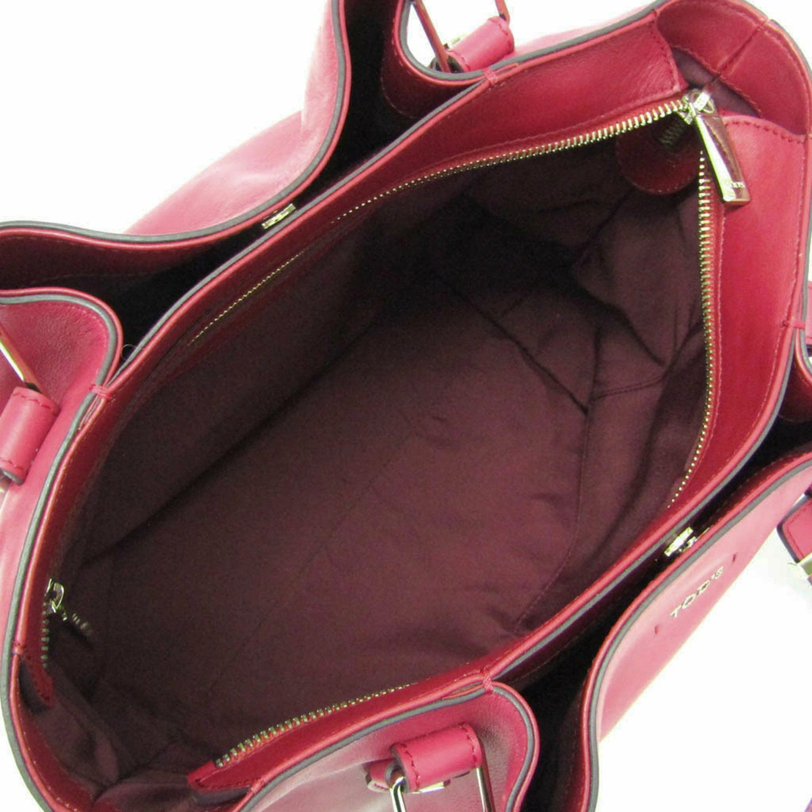 TOD’S Flower Bag Leather Tote Bag Pink Used image 4