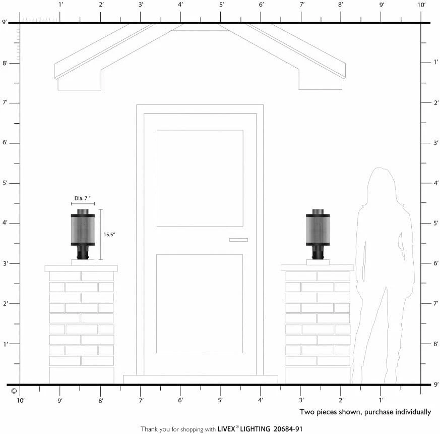 New Livex Lighting 20684-91 1 Light Brushed Nickel Post Light Fast Shipping - Image 2 of 3