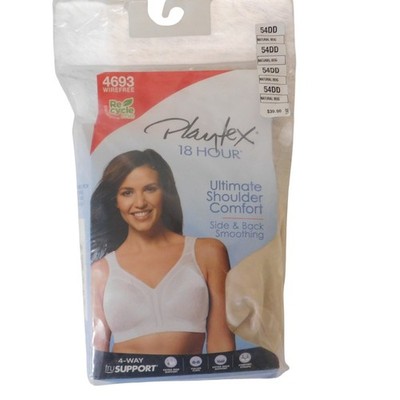 NEW Playtex 18 Hour Ultimate Shoulder Comfort Bra 4693 Wirefree Beige 54DD Full