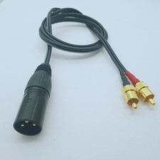 XLR 3Pin Male to /- dual 2x RCA Phono Male Plug Insert/Splitter cable 0.5 10FT