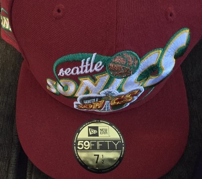 Throwback Seattle Supersonics Fitted Cap Size 7 1/2 Rare Color Combo For Team