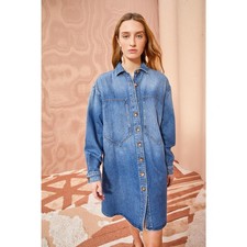 Ulla Johnson The Valerie Oversized Denim Shirt Dress Size P