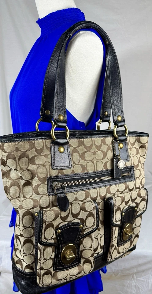 😎😎😎VTG COACH 3PC GIGI 65th  ANNIV TURNLOCK LG TOTE WALLET & DUST BAG 11144 - Image 2 of 4