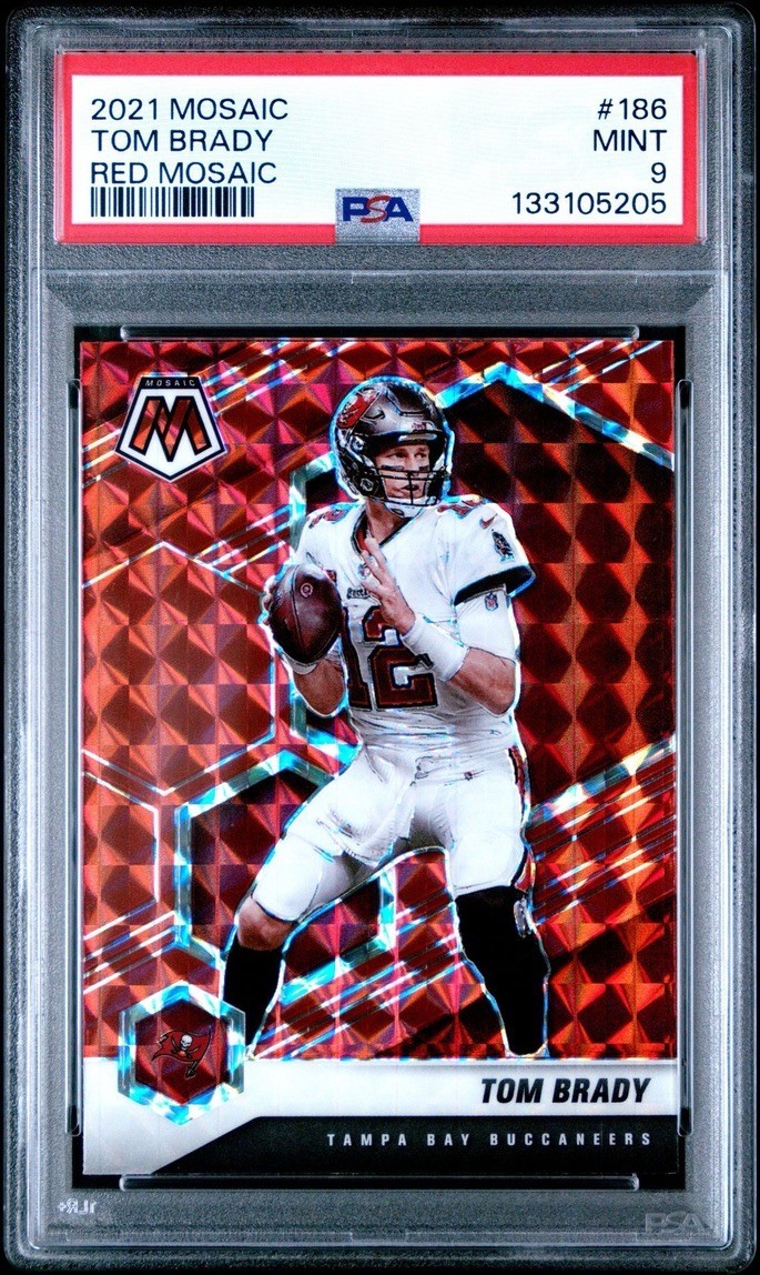 TOM BRADY 2021 MOSAIC RED MOSAIC PRIZM BUCCANEERS 186 PSA 9 MINT