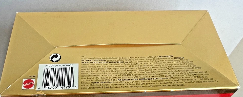 Barbie de porcelana Mattel 50 aniversario dorado 1995 edición limitada sin certificado de autenticidad Foto 4 de 4