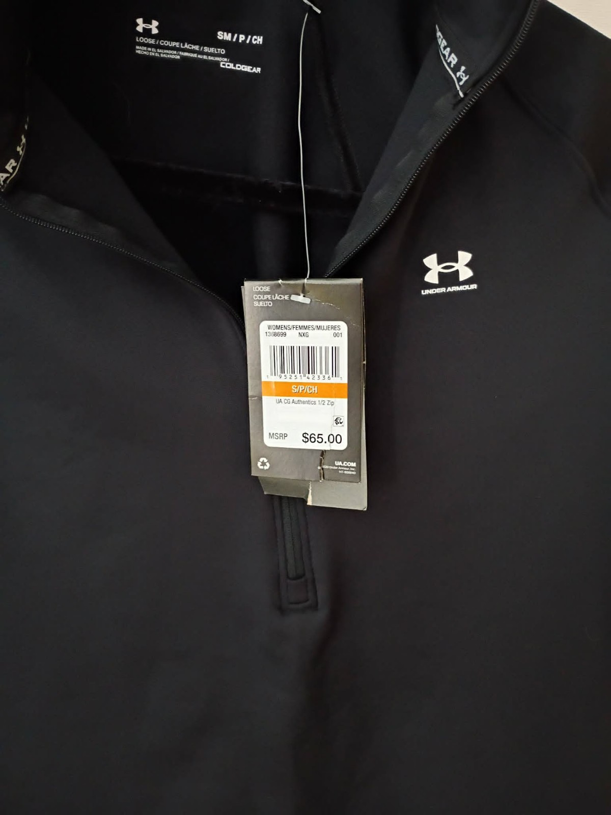 Under Armour womens Cold Gear Black 1/2 zip sweatshirt small NWT $65.00 thumbnail 4