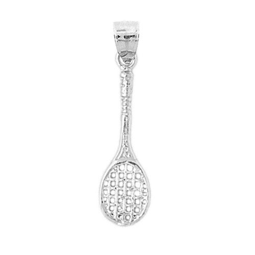 Rhodium Plated 925 Sterling Silver 24MM Tennis Racket Charm
