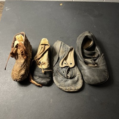 antique tiny shoes baby child original mid 19thc lot of 4 