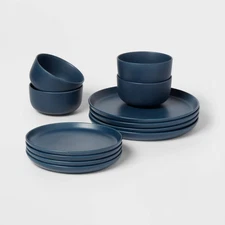 12pc Stoneware Tilley Dinnerware Set Blue - Threshold