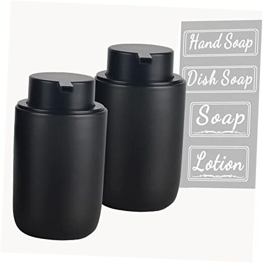 Foaming Soap Dispenser Set - Black Ceramic Foam Hand Soap Dispenser 12oz Soap-image