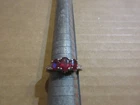 VINTAGE STERLING SILVER CHUCK CLEMENCY GARNET & DIAMOND COCKTAIL RING SIZE 8