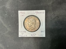 Monaco 1966 Silver 5 Francs AU Nice Coin. #KR04