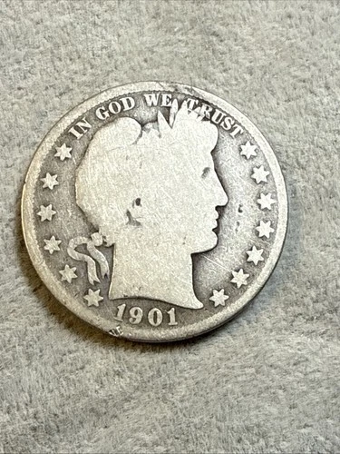 1901 S Barber Half Dollar AG Almost Good Condition Nice Coin See Pics 7985