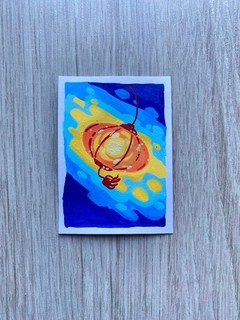 ACEO origial drawing cocoa card collect acrylic marker hoi an lantern