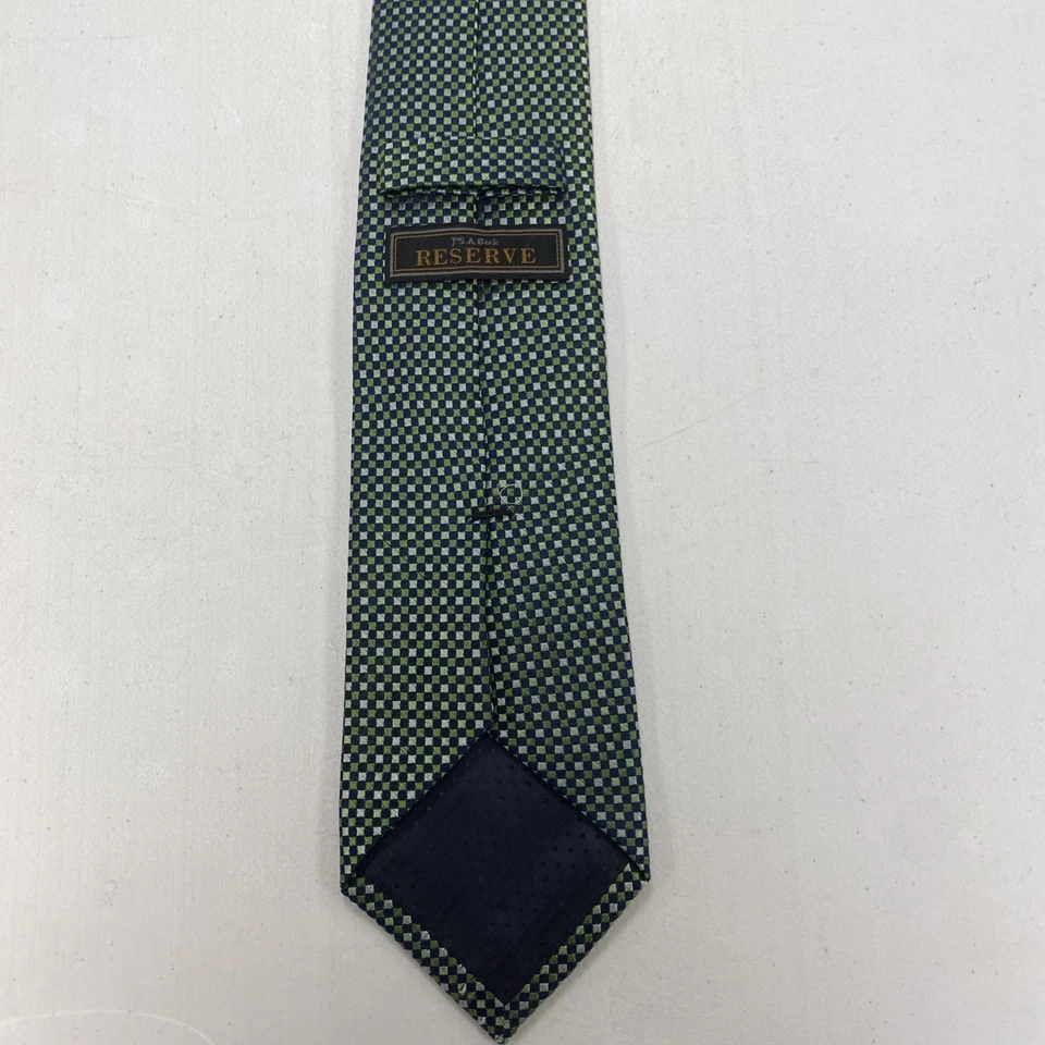 Corbata de cuello de seda con patrón a cuadros verdes Jos.A.Bank para hombre Foto 4 de 4